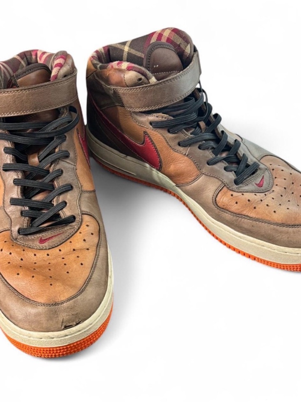 Nike Air Force 1 Mid Leather Brown Orange Sz 14 Gorpcore Vtg 2006 Y2K Streetwear
